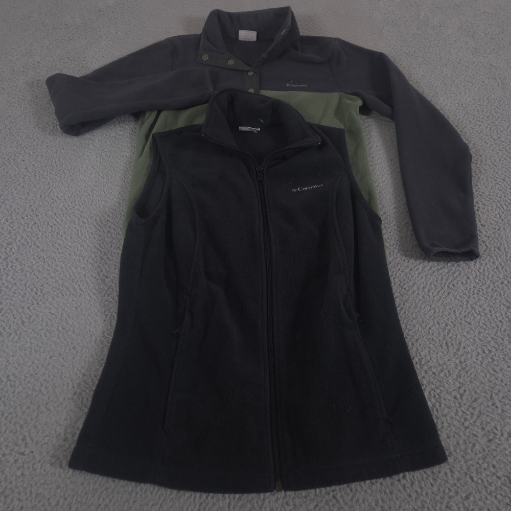 LOT OF 2 Columbia Pullover Vest Womens S Blue‎ Green Benton Springs Foster Creek